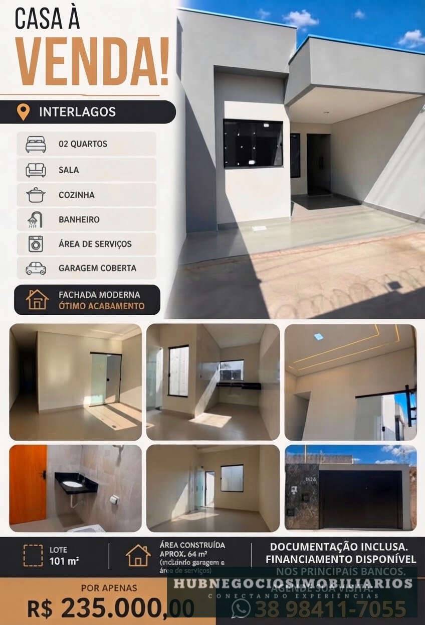 Casa à venda em Montes Claros, Jardim Primavera, com 2 quartos, 101m² - Hub Gestão Imobiliária