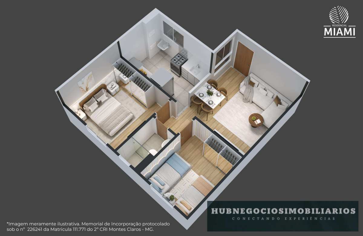 Apartamento de 2 quartos, 44m² no bairro Vila Atlântida, em Montes Claros | Eu Corretor